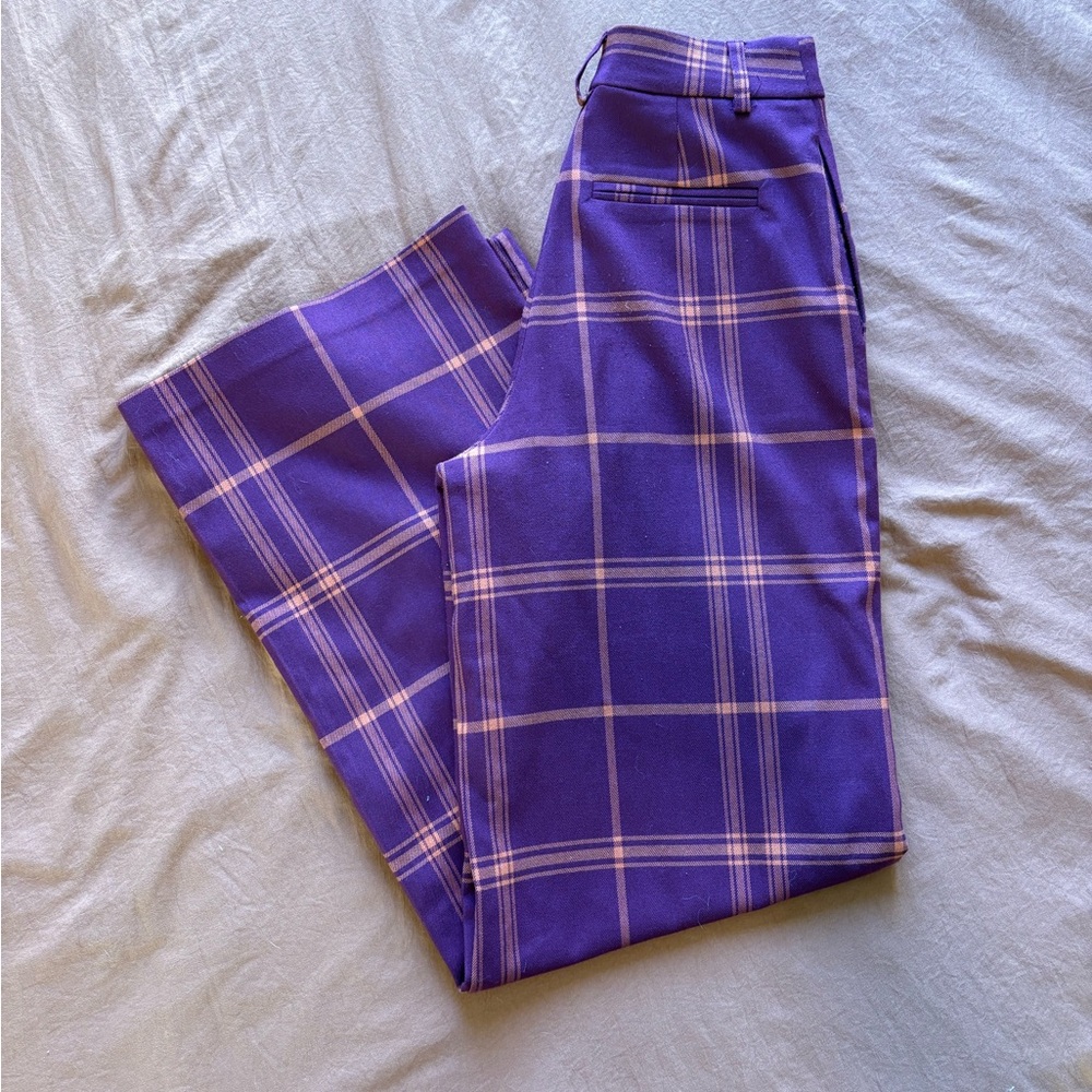Forever 21 High-Rise Wide Leg Plaid Pants